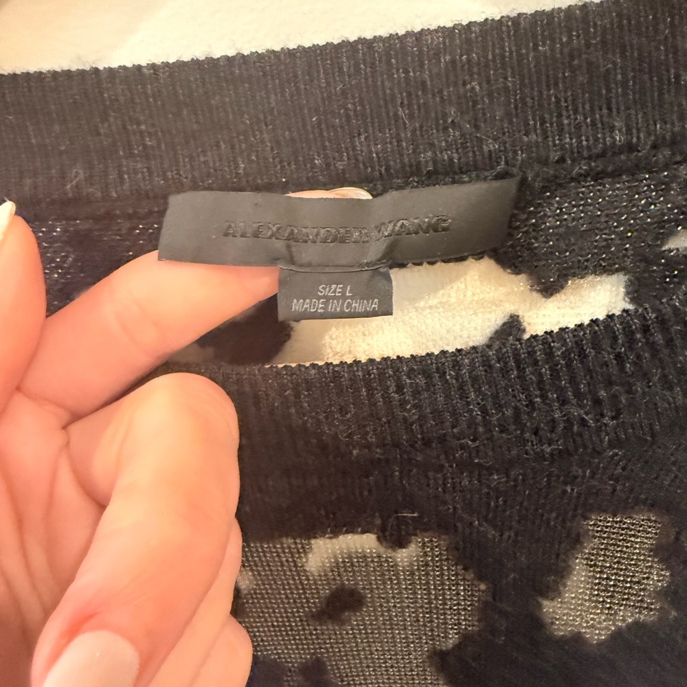 Alexander Wang Black And Gray Patterned Sweater - image 3